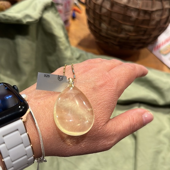 LEMON QUARTZ PENDANT IN GOLD TONE STERLING SILVER 68.90CTS - Picture 2 of 6